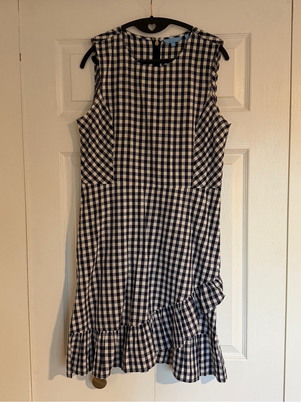 Draper James Blue and White Gingham Ruffle Hem Dress